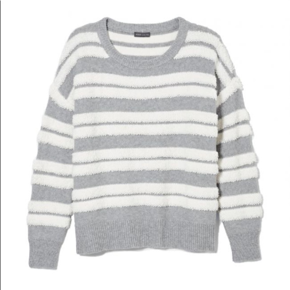 Vince Camuto Grey Stripe Crewneck Sweater